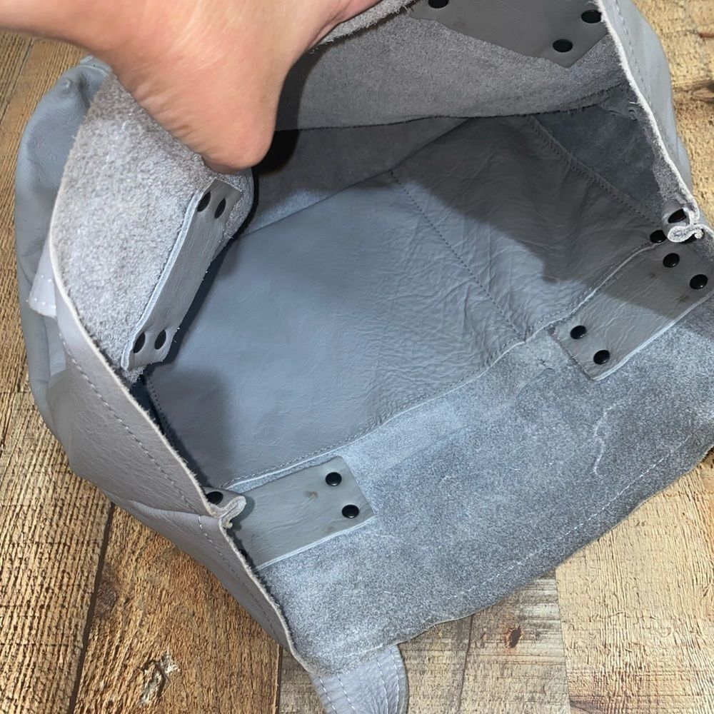 STEPHANE VERDINO LARGE GREY LEATHER TOTE BAG EUC - Picture 7 of 14